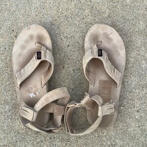 Teva Original Sandal Fringed Tan Suede Boho Thong Sandals 1015165 Womens 8